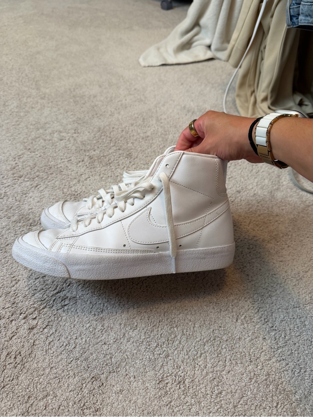 Nike Women's White Leather High-Top Sneakers